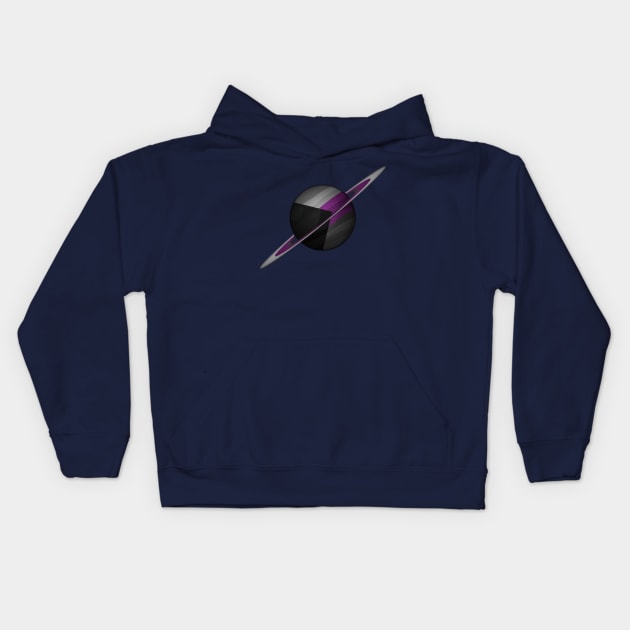 Planet and Rings in Demisexual Pride Flag Colors Kids Hoodie by LiveLoudGraphics